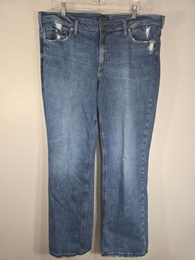 Silver Jeans Co Suki Slim Boot Jeans Plus Sz 18 Dark Wash Embellished pocket BF